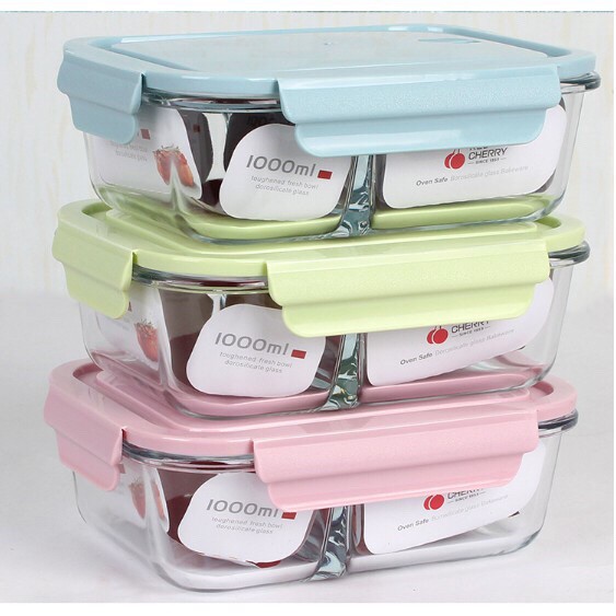 Hộp cơm thủy tinh chịu nhiệt cao đựng thức ăn, thực phẩm để lò vi sóng vuông tròn các loại Red cherry