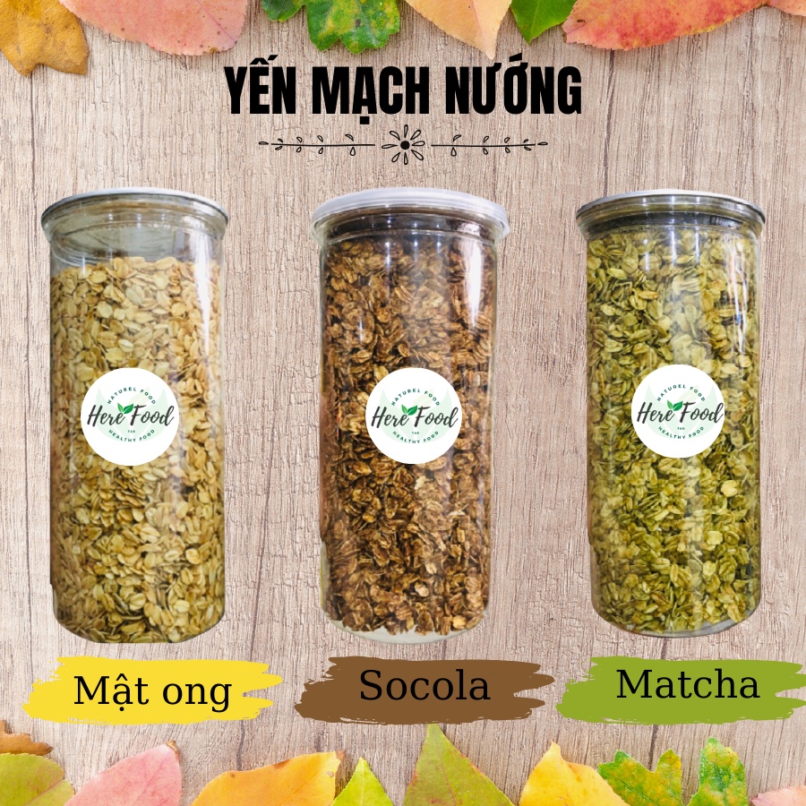 Yến mạch nướng ăn liền mix 3 vị ngon giòn dễ ăn (nướng mật ong, nướng socola, nướng matcha) loại 500gr