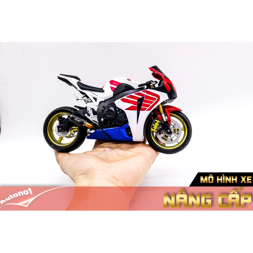 MÔ HÌNH XE HONDA CBR 1000RR WHITE RED ĐỘ PÔ - ĐỘ MÂM 1:12 AUTONO1 D172