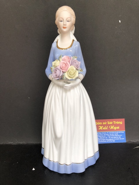 [Sẵn hàng] Tượng trang trí cô gái Châu Âu gốm sứ cao cấp, búp bê sứ trang trí nhà cửa