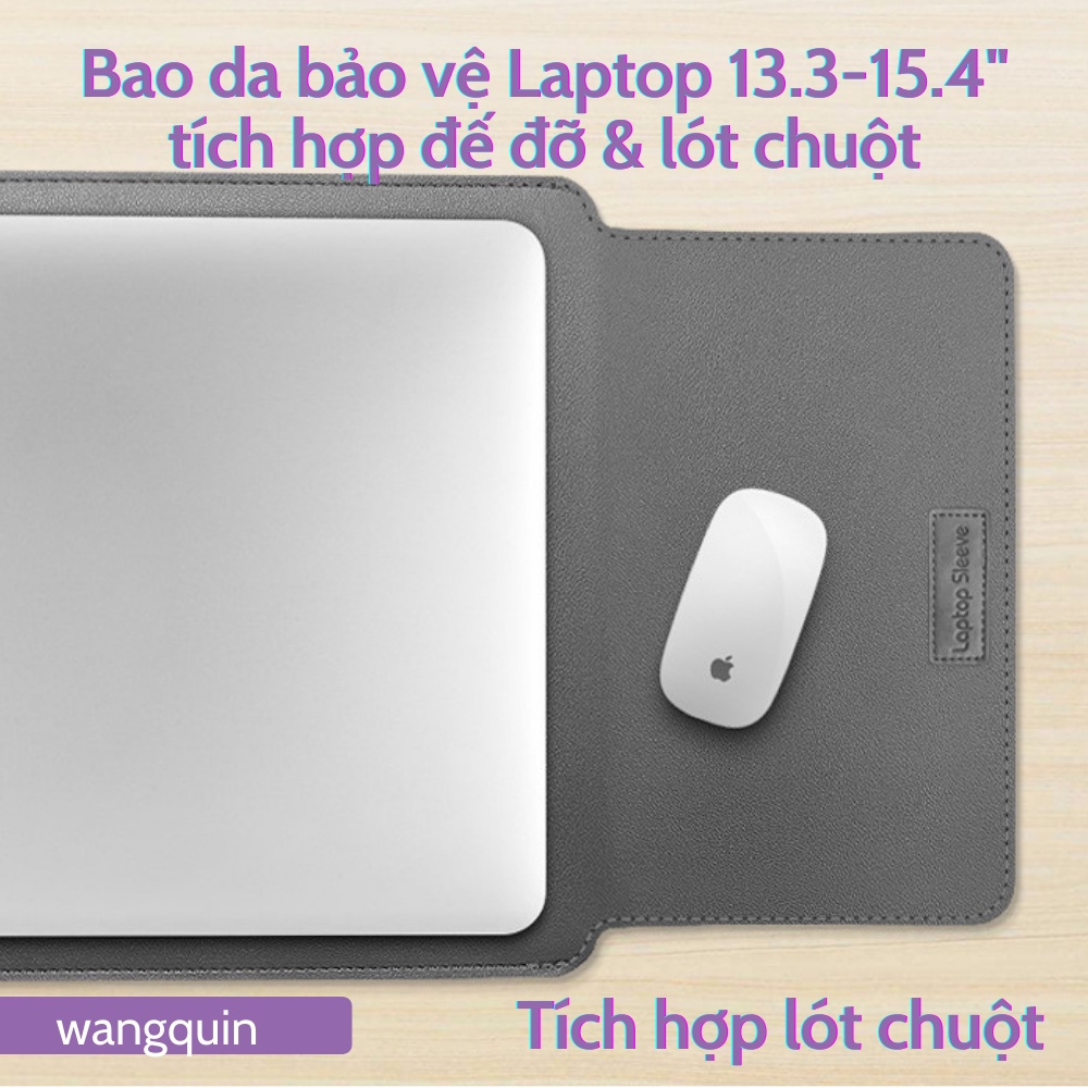 Sẵn VN Bao Da Bao Laptop Macbook 13 13.3 14 15 15.6 inch Sang Trọng Cao Cấp Nhiều Tính Năng Tích Hợp Giá Đỡ và Lót Chuột