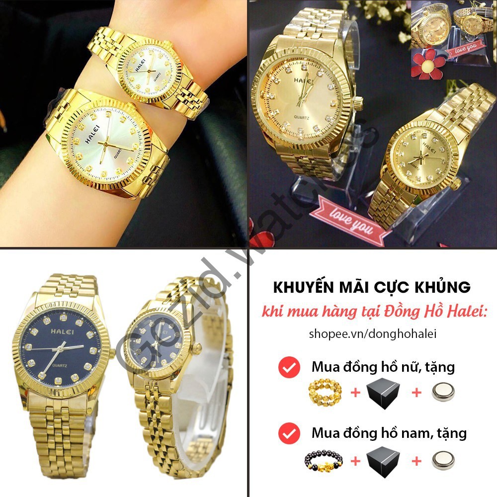 Đồng hồ nữ Halei HL9999 Gold Platinum chính hãng thời trang cao cấp -Gozid.watches