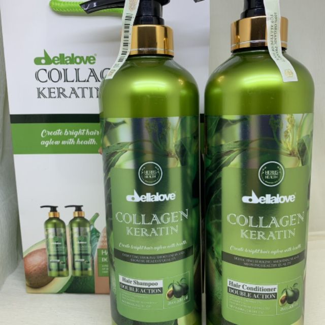Dầu gội cặp DellaLove - bơ 800ml ( cả cặp gội xả 2 chai)