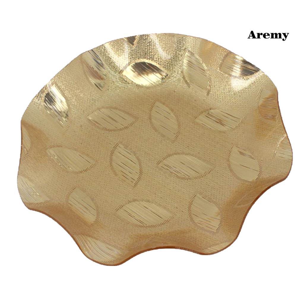 AREM Fruit Tray Leaf Pattern Well-designed Golden Color Jewelry Trinket Dish for Fruit