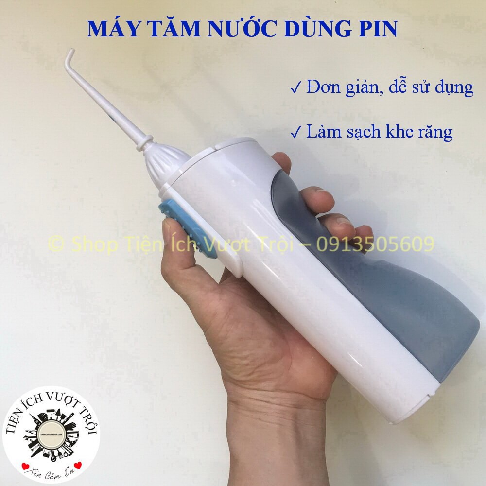 Máy tăm nước dùng pin, đơn giản, dễ sử dụng, làm sạch khe răng và mát xa nướu, phòng ngừa cao răng-Tiện Ích Vượt Trội