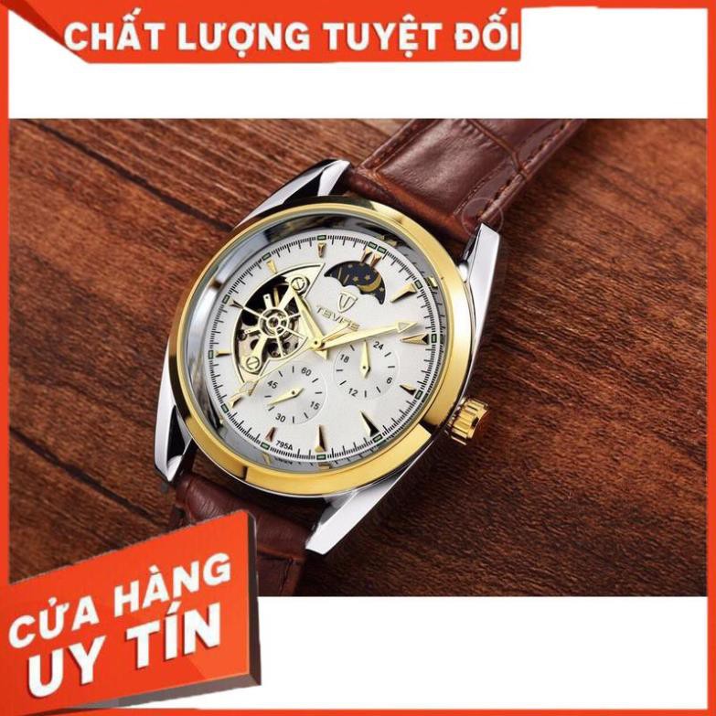 ĐỒNG HỒ NAM CƠ AUTOMATIC LỘ MÁY TEVISE 795A CHÍNH HÃNG DÂY DA CAO CẤP (TẶNG KÈM HỘP)