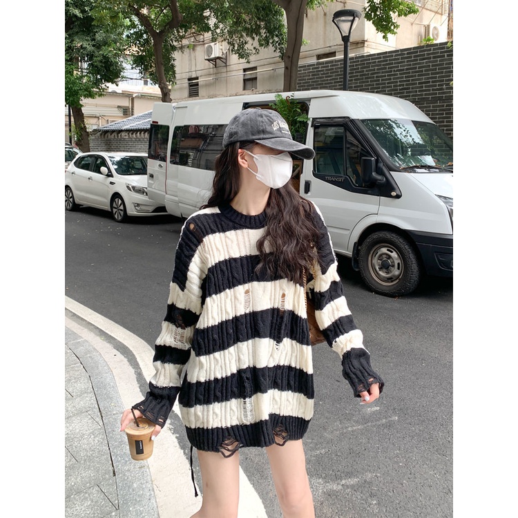 Áo Sweater Họa Tiết Kẻ Sọc Màu Hồng Thời Trang 2022 Cho Nữ