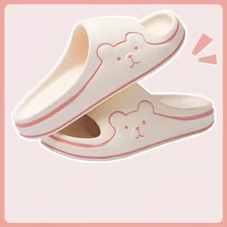 Dép Đi Trong Nhà Đế Dày Họa Tiết Gấu Hoạt Hình Thời Trang Cho Nam Nữ