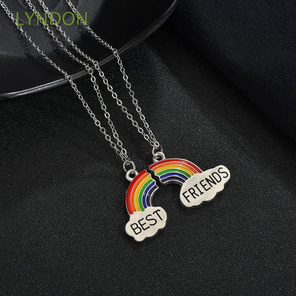 Bộ 1/2 dây chuyền hình cầu vồng khắc chữ Best Friend thiết kế đẹp mắt