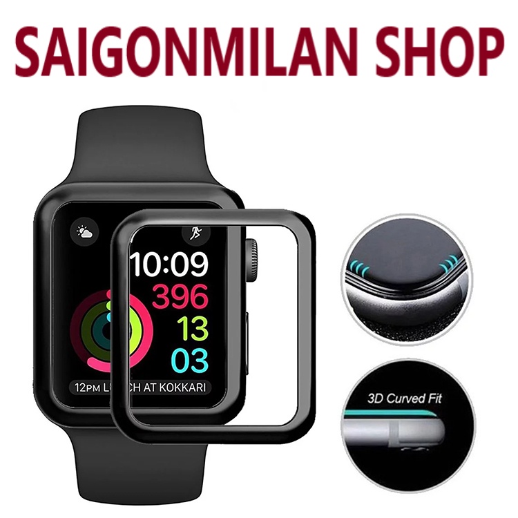 Kính Cường Lực Cao Cấp Apple Watch VS Dây Đeo Cao Su Chống Bẩn Series 7/6/5/SE/4/3/2/1 Size 38-40-41-42-44-45mm