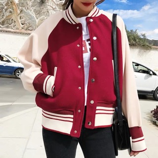 Áo khoác nỉ bóng chày Bomber đỏ- Order