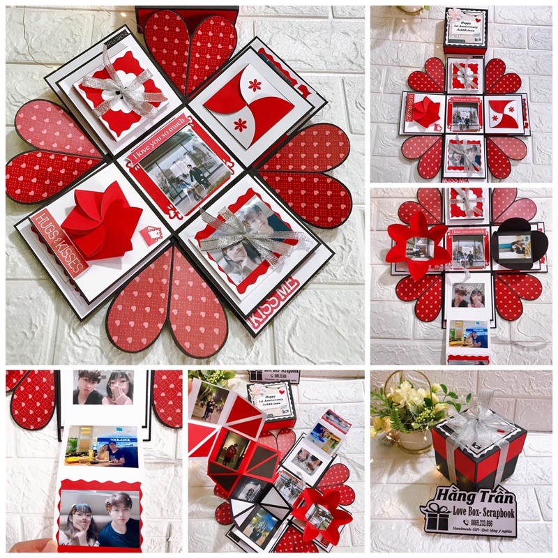 Hộp Love box màu đỏ (Tặng in 20 ảnh)