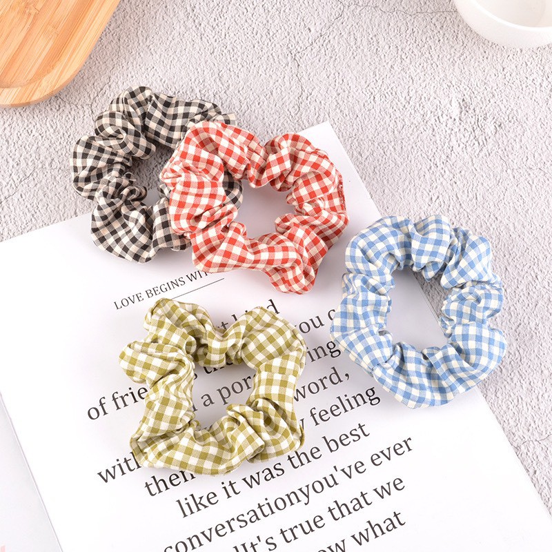 Buộc tóc scrunchies buộc tóc mẫu kẻ sọc trẻ trung 1002N