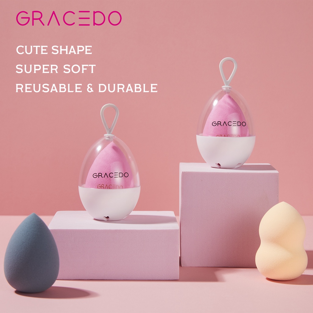 GRACEDO 1 Mút Trang Điểm Siêu Mềm Hình Trứng Kèm Hộp Đựng