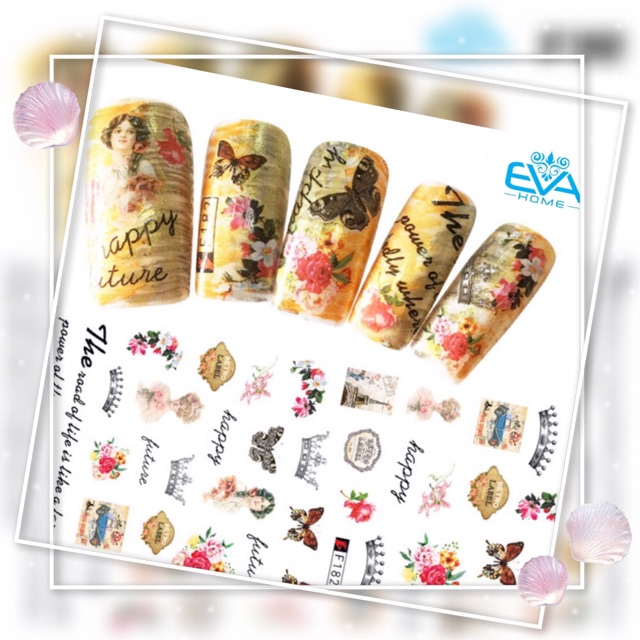 Miếng Dán Móng Tay 3D Nail Sticker Tráng Trí Vintage F181