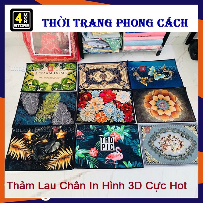 Thảm Lau Chân In Hình 3D Cực Hot (Giao mẫu ngẫu nhiên) - Thảm Lau Chân In Hình 3D Size 40 x 60 cm