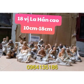 Tượng tiểu cảnh thập bát la hán từ h10cm đến 18cm gốm sứ Bát Tràng