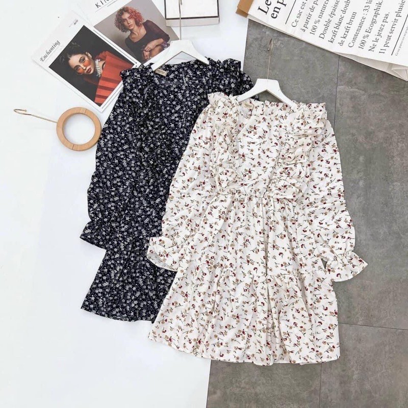 [Mã FAGREEN1505 giảm 10% tối đa 30K đơn 99K] Váy hoa nhí viền bèo phong cách nhẹ nhàng | BigBuy360 - bigbuy360.vn