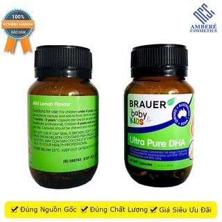 Viên uống DHA cho bé Brauer Ultra Pure DHA tinh khiết cho trẻ từ 7 tháng trở lên hộp 60 viên