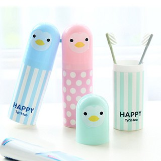 Hộp đựng bàn chải và kem đánh răng khi đi du lịch hình chim cánh cụt dễ thương