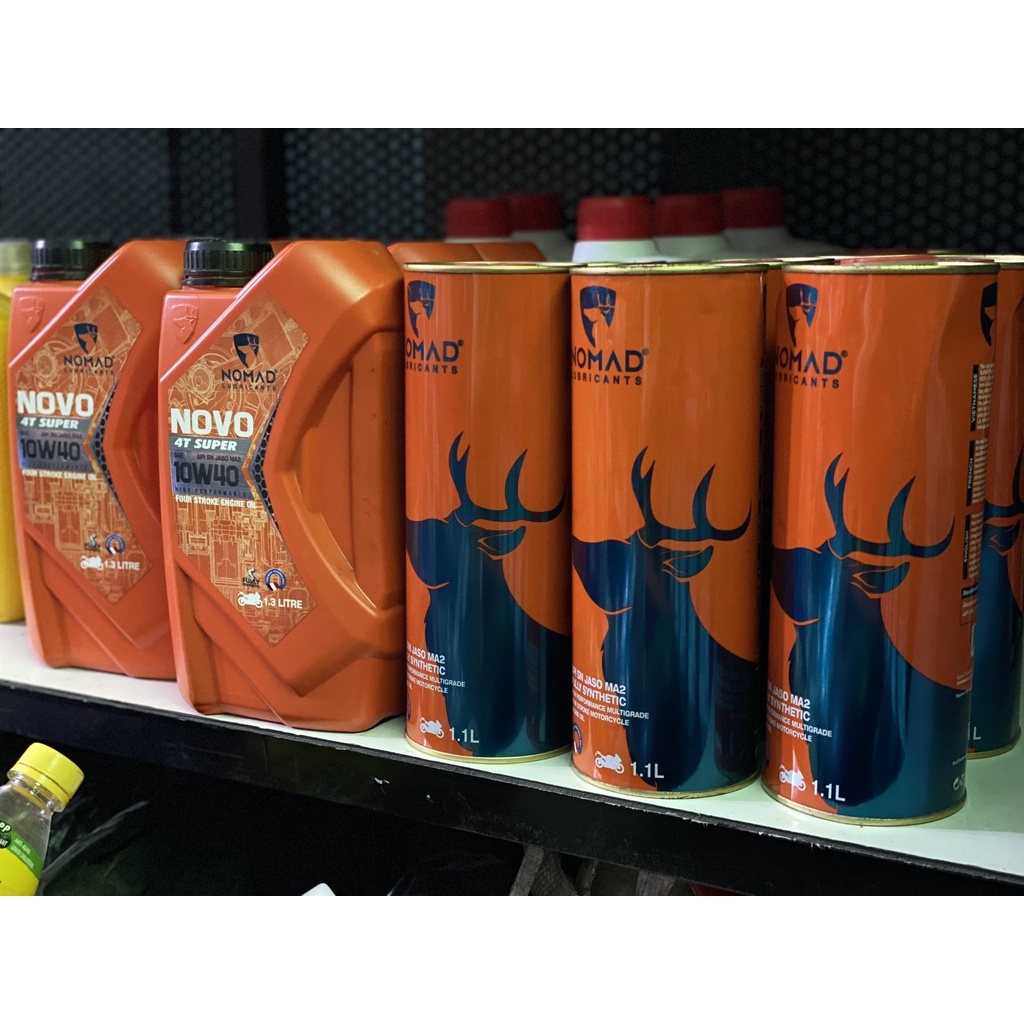 Nhớt Nomad Super 4T 10W40 Lon1L1-Chai1L3 có chiết lẻ cho xe số côn tay hàng chính hãng, giá rẻ, nhớt tổng hợp toàn phần