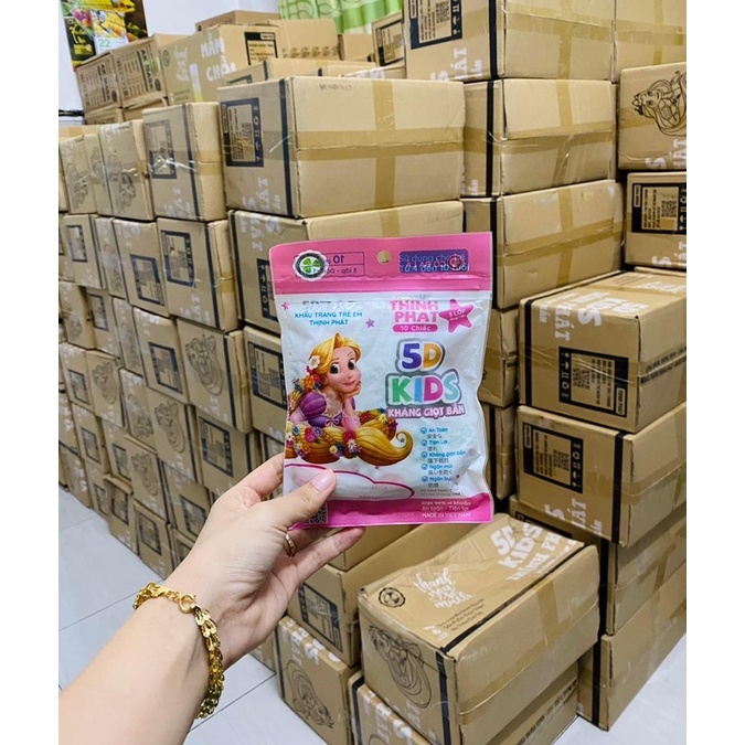 KHẨU TRANG 5D Thịnh Phát cho bé 1-4tuổi, túi zip 10 cái