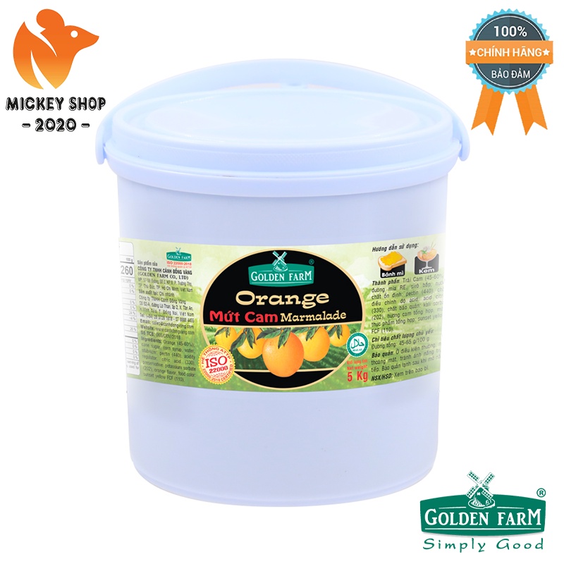 [ MUA NHIỀU ] MỨT GOLDEN FARM HỘP 5KG CÁC HƯƠNG: Dâu ,  Cam , Khúc Bồn Tử , Nho , Thơm , Dâu Tằm