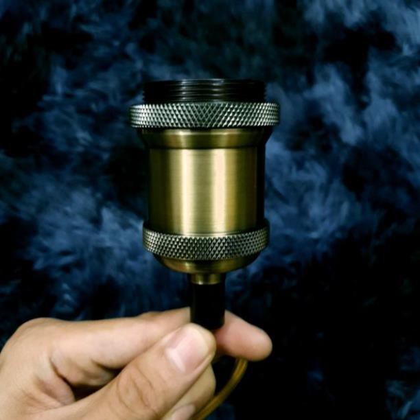 Bộ Đèn thả đơn đui đồng đúc dây dài 1m kèm đế ốp trần Loại Cao cấp đế phay xước