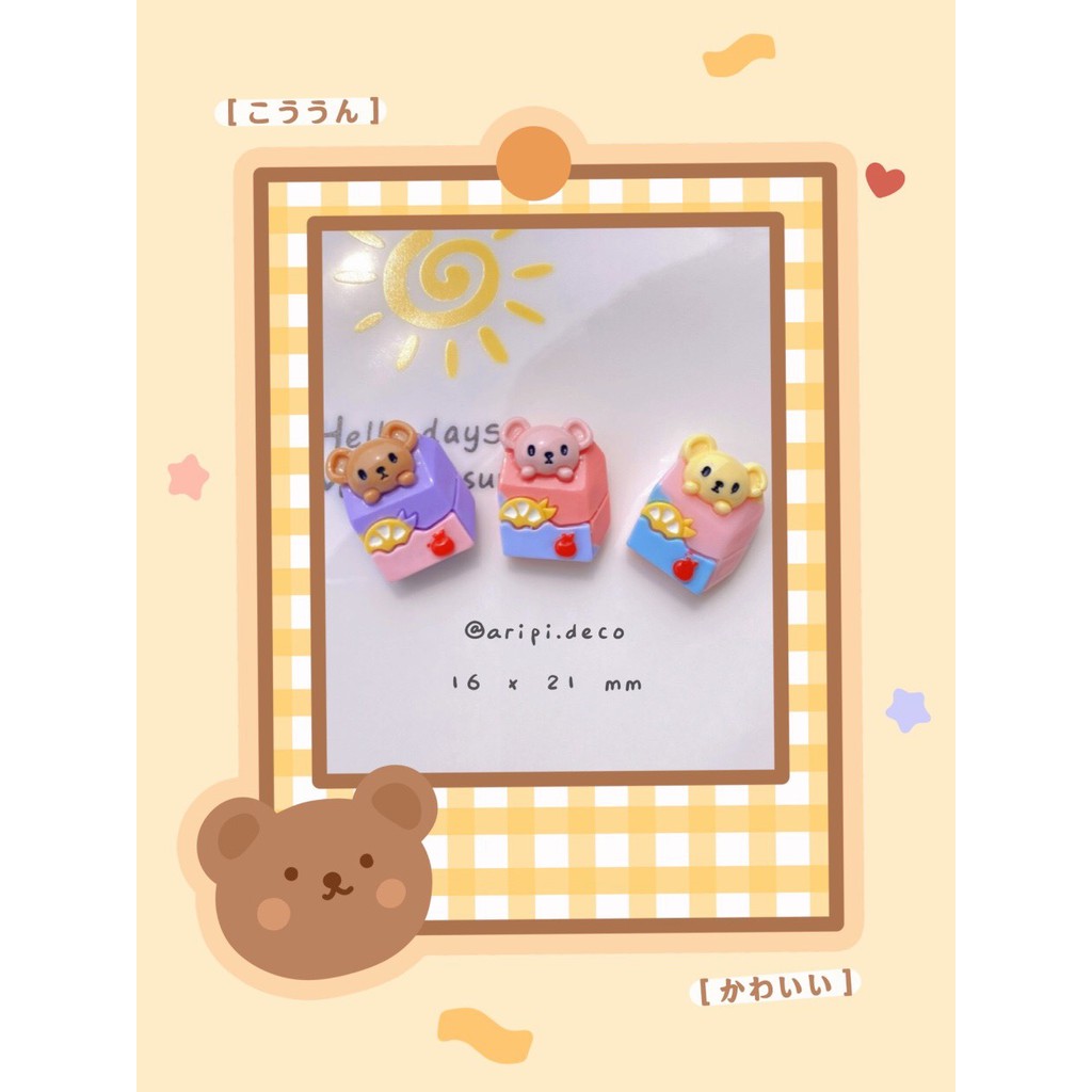 Charm hộp sữa gấu xinh xắn B37 /Nguyên liệu làm phụ kiện handmade / resin