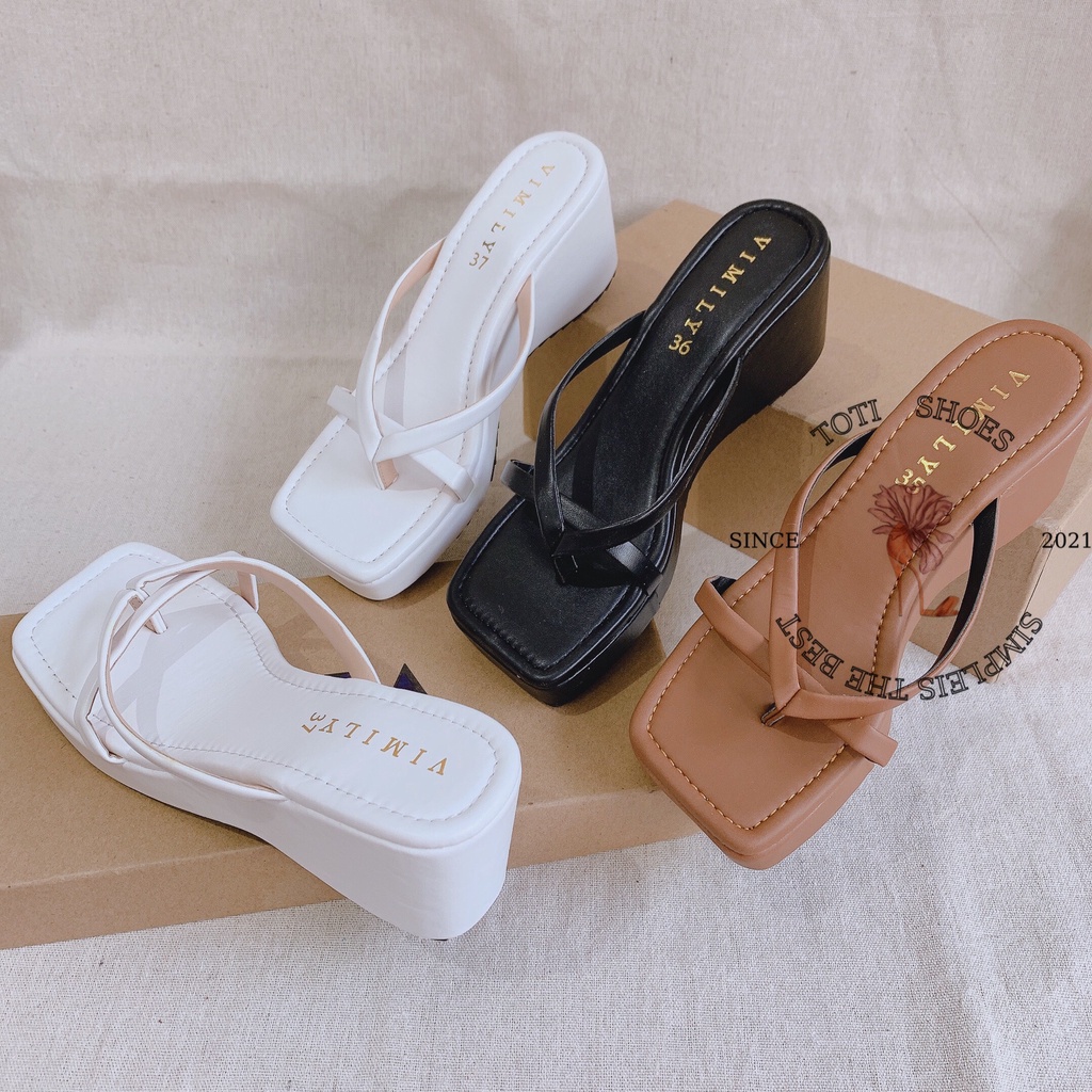 DÉP XUỒNG THỜI TRANG TOTIIE SHOES - DÉP BÁNH MÌ XỎ NGÓN ULZZANG ĐẾ CAO 7 PHÂN D2009310 D2204030