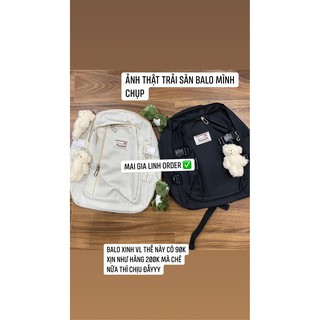 Balo 2 màu nhiều ngăn kèm móc khóa