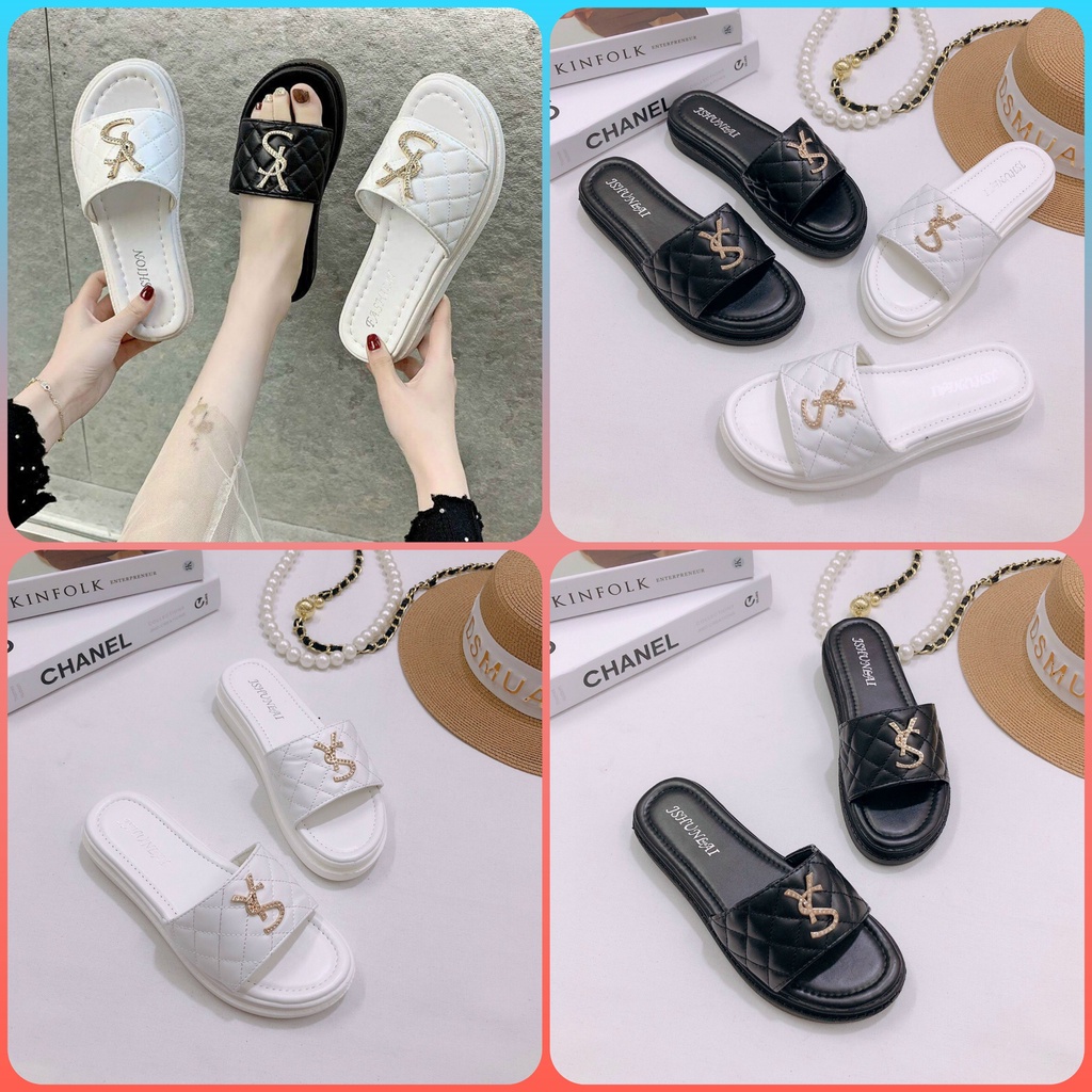 Dép bánh mì quai ngang bản rộng chữ YS đế cao tôn dáng phong cách hàn quốc ulzzang mã DYS MINHTUYETSHOES