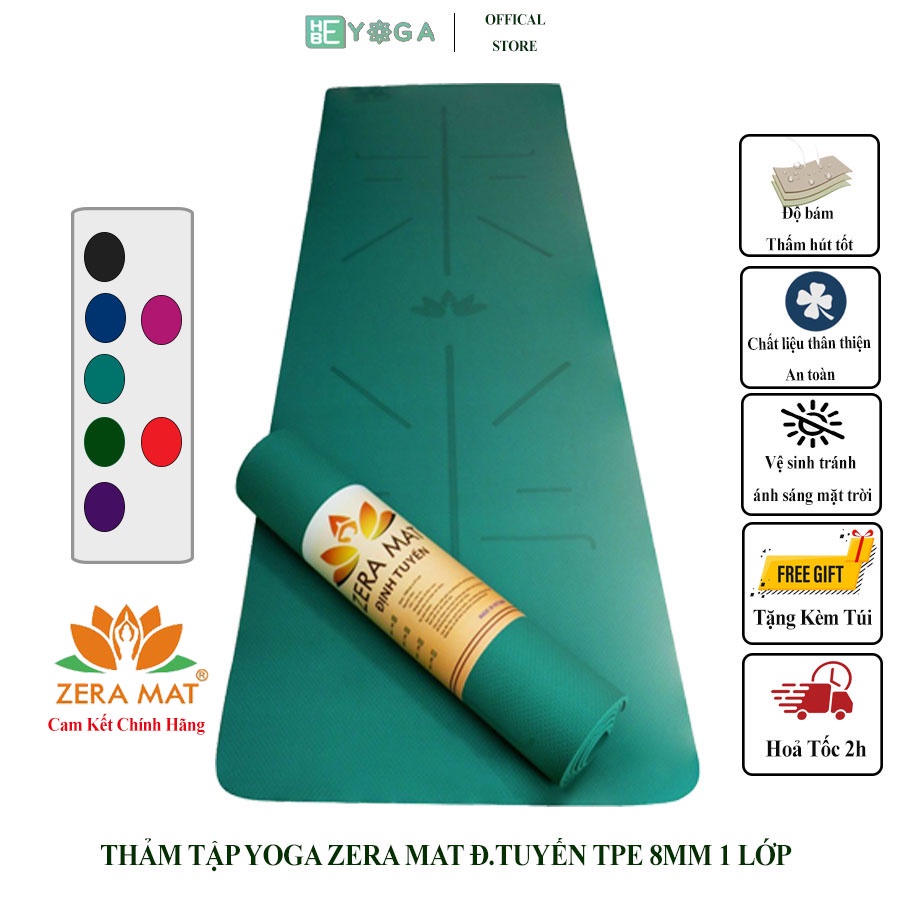 Thảm Tập Yoga Định Tuyến Zera Mat TPE 8mm 1 Lớp Cao Cấp