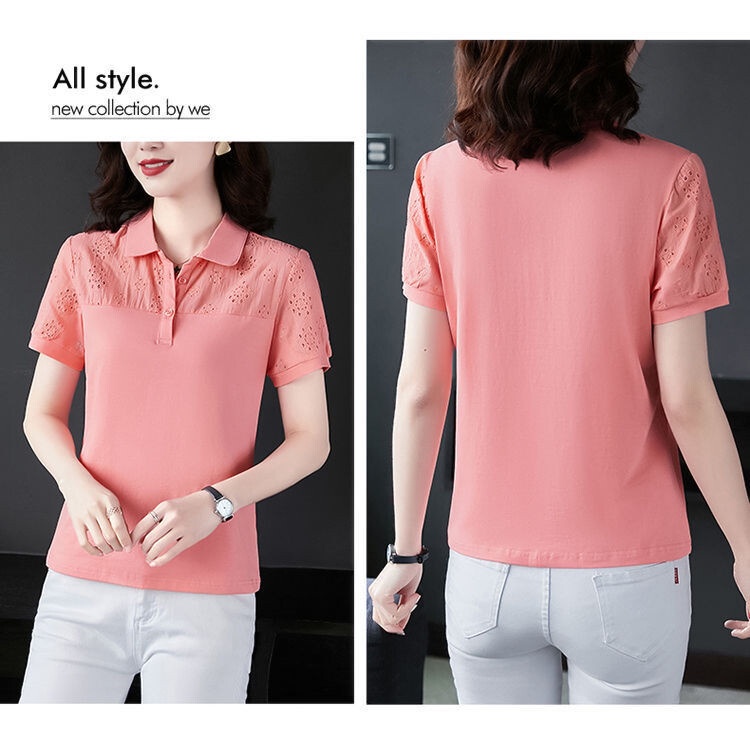 Áo Thun Polo Tay Ngắn Bằng Vải Cotton Thời Trang Mùa Hè Sành Điệu Cho Nữ