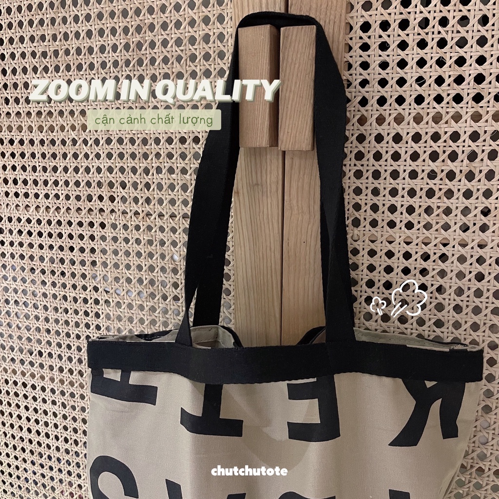 T334/ Túi tote túi vải canvas peach basket đeo vai và có tay xách