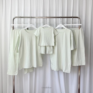 Lime&Blue Bộ đồ Mẹ chấm bi