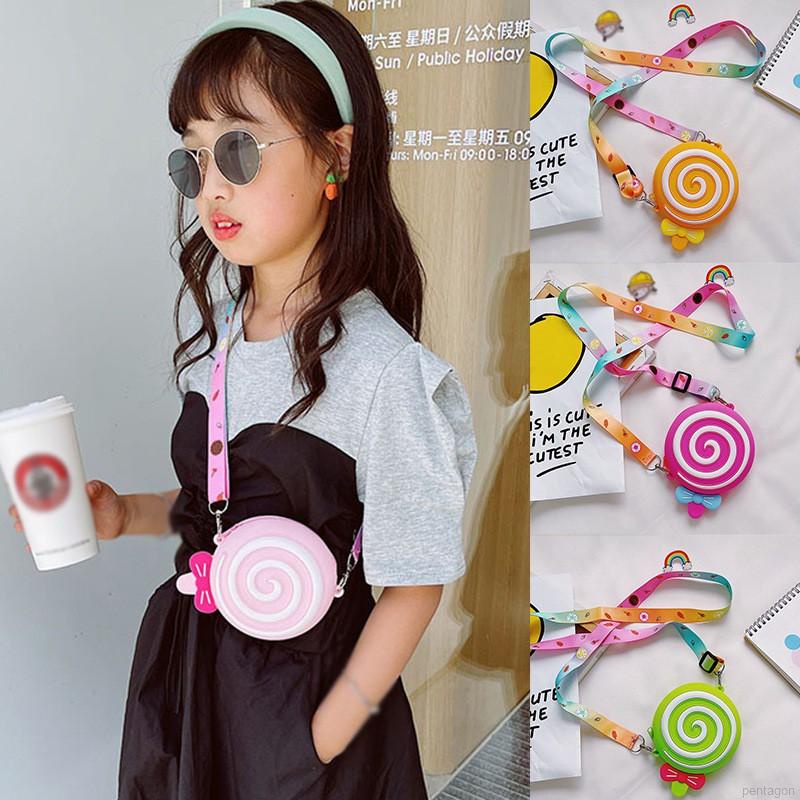 Mới Túi Đeo Chéo Hình Cây Kẹo Mút Dễ Thương Cho Bé Gái