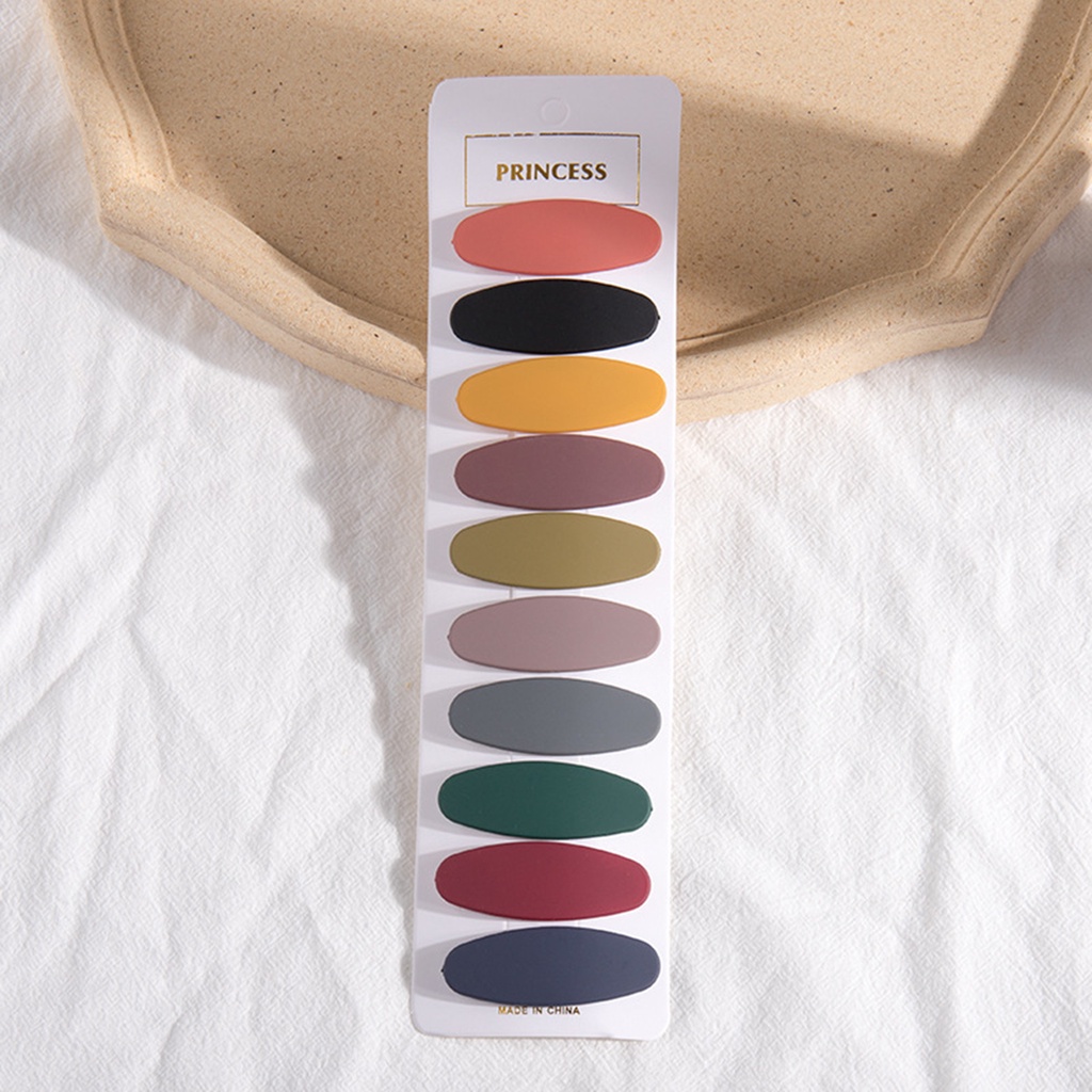 Set 10 Kẹp Tóc Màu Sắc Đơn Giản Chống Rỉ Sét Cho Nữ