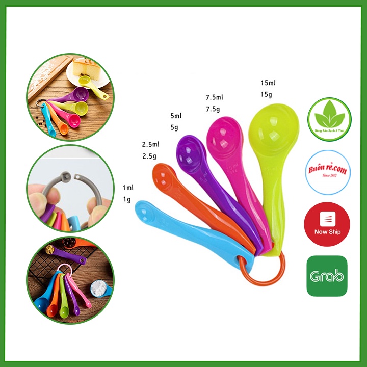 Bộ thìa đong nhà bếp ( set 5 cái ) - Bộ thìa chia ml đong gia vị, đồ ăn dặm, làm bánh tiện lợi 00335
