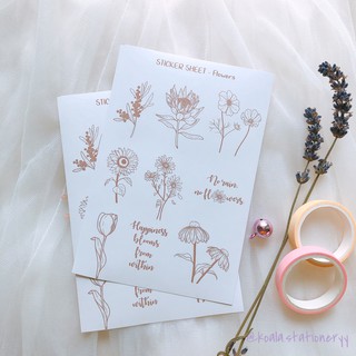 Bullet Journal Sticker - Hoa dại - be