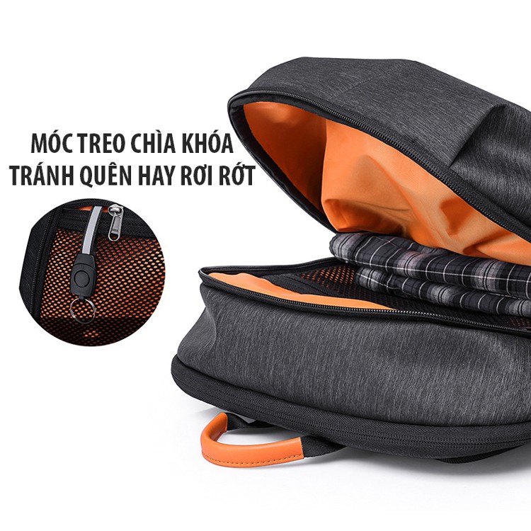 Balo thể thao đựng Laptop TANGCOOL thiết kế 2 cánh, chống nước, túi Zip kèm cáp sạc ẩn cao cấp