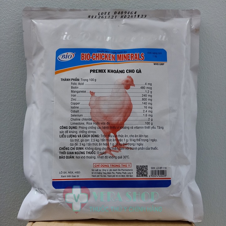 BIO CHICKEN MINERALS 1KG - Phòng thiếu khoáng và vitamin thiết yếu