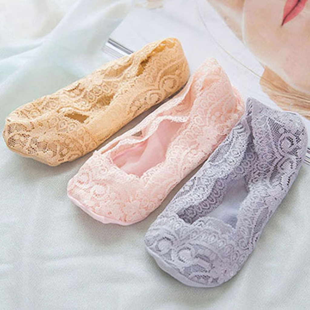 Đôi vớ thuyền ren mang giày lười cho nữ