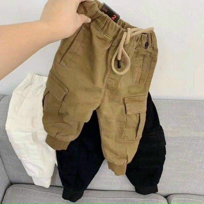 Quần thô kaki mềm túi hộp phong cách cho bé trai