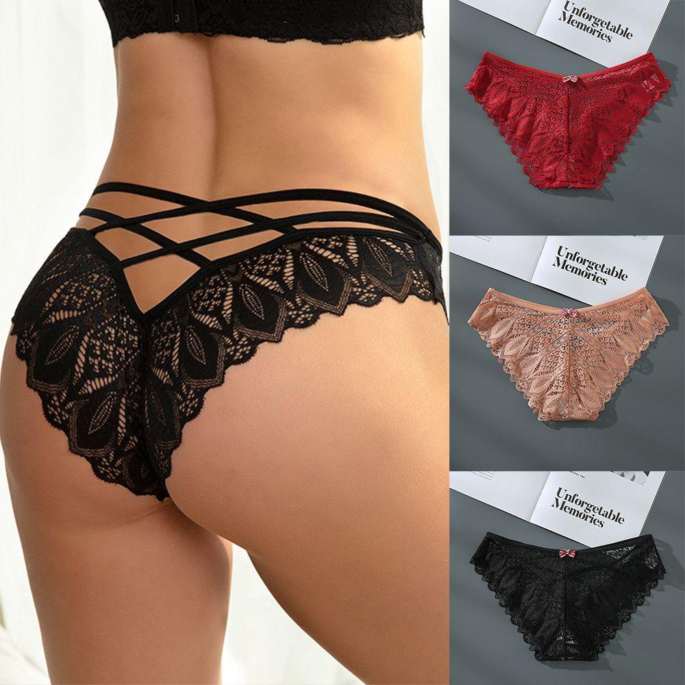 Quần Lót Ren Lưng Thấp Màu Trơn Quyến Rũ Cho Nữ