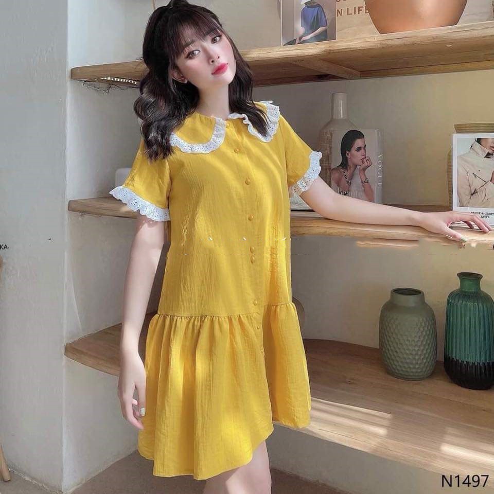 Váy bầu thời trang thiết kế M290 chất đũi hàn freesize từ 45 đến 70kg
