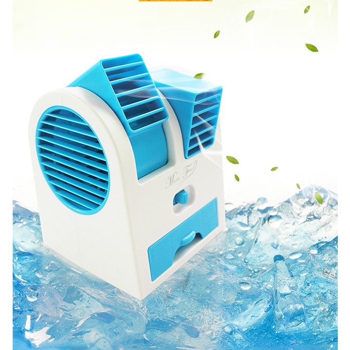 QUẠT ĐIỀU HÒA MINI CÓ NGĂN ĐÁ 2 CỬA GIÓ( không kèm pin)