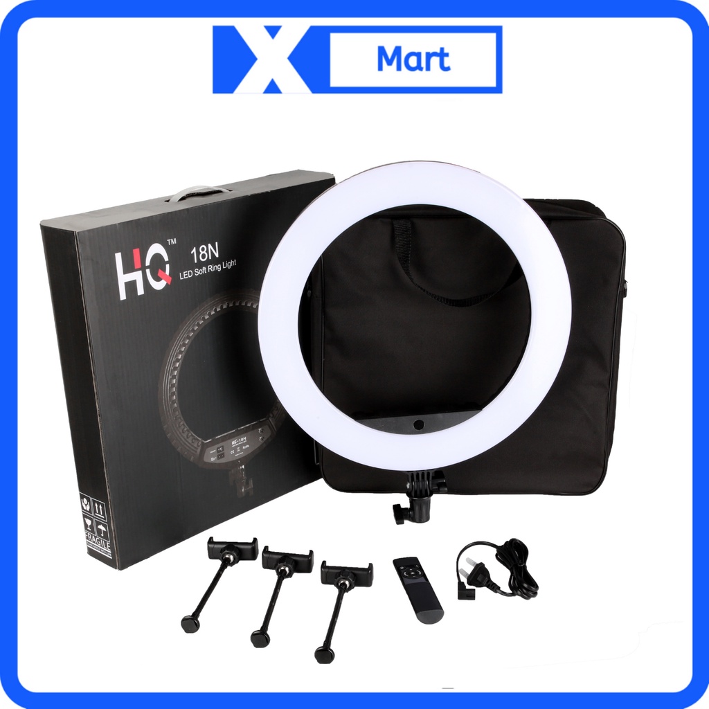 Đèn Led Livestream 45CM HQ18N 3 kẹp đt kèm remote chính hãng - Đèn Livestream hỗ trợ chụp ảnh quay clip kèm chân thép 2M