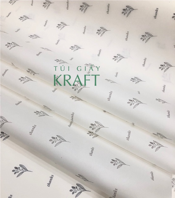 Giấy Pelure trắng in hoạ tiết Xám 35 x 60cm, giấy gói hàng