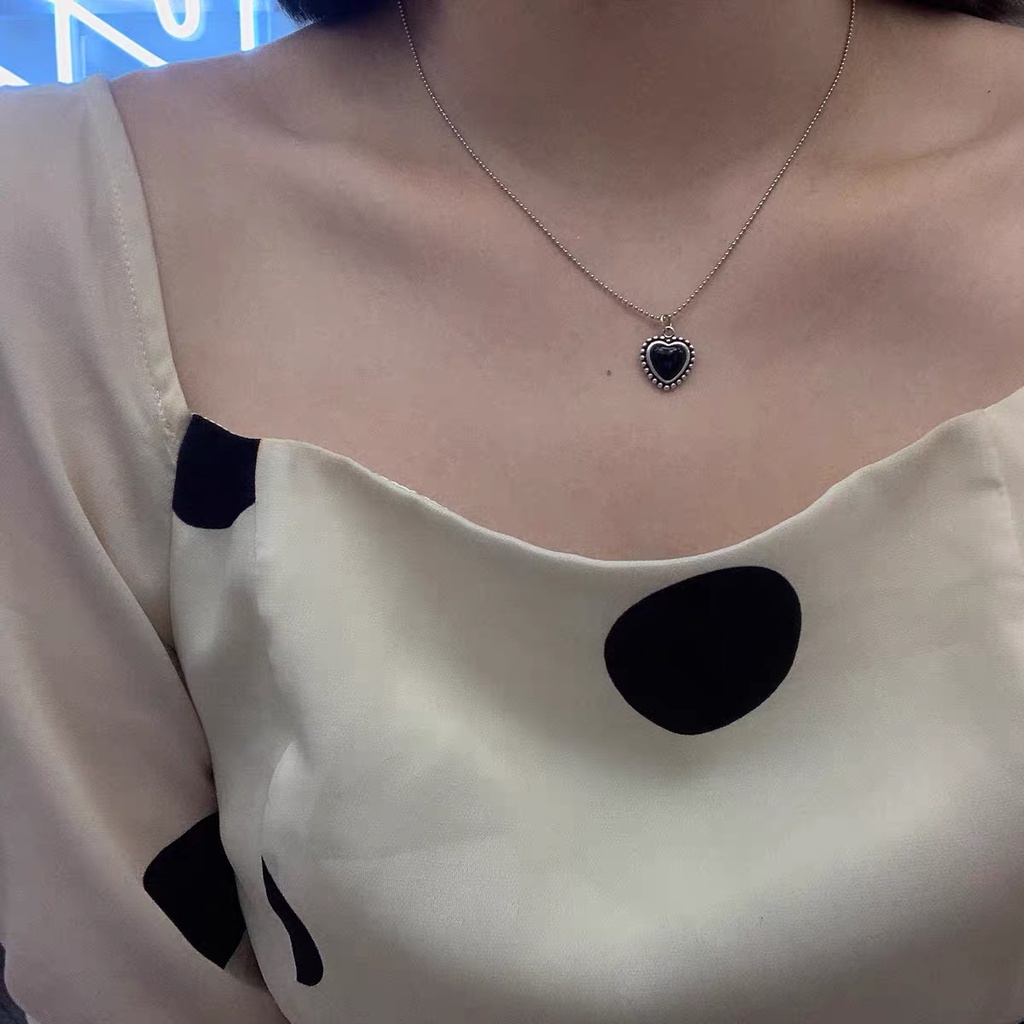 Dây Chuyền Bằng Thép Titan Mặt Hình Trái Tim Xếp Chồng Thời Trang Hàn Quốc 23535 Cho Nam Và Nữ